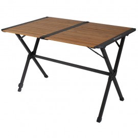 Stół z aluminiowa rama i bambusowym blatem